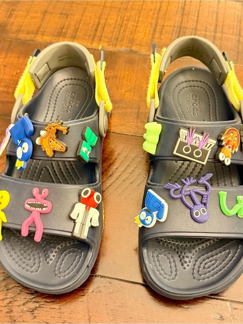 Crocs J3 Kids Classic All-Terrain Sandal Black & 14Charms Adjustable Straps